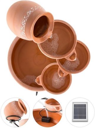 Blumfeldt Empoli fontanna kaskadowa terakota 5 poziomów 200 l/godz. 2-watowy solar LED - zdjęcie 2