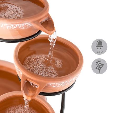 Blumfeldt Empoli fontanna kaskadowa terakota 5 poziomów 200 l/godz. 2-watowy solar LED - zdjęcie 3