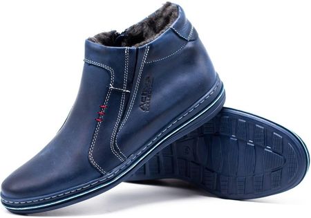 Buty męskie zimowe 381 granatowe Granat - zdjęcie 3