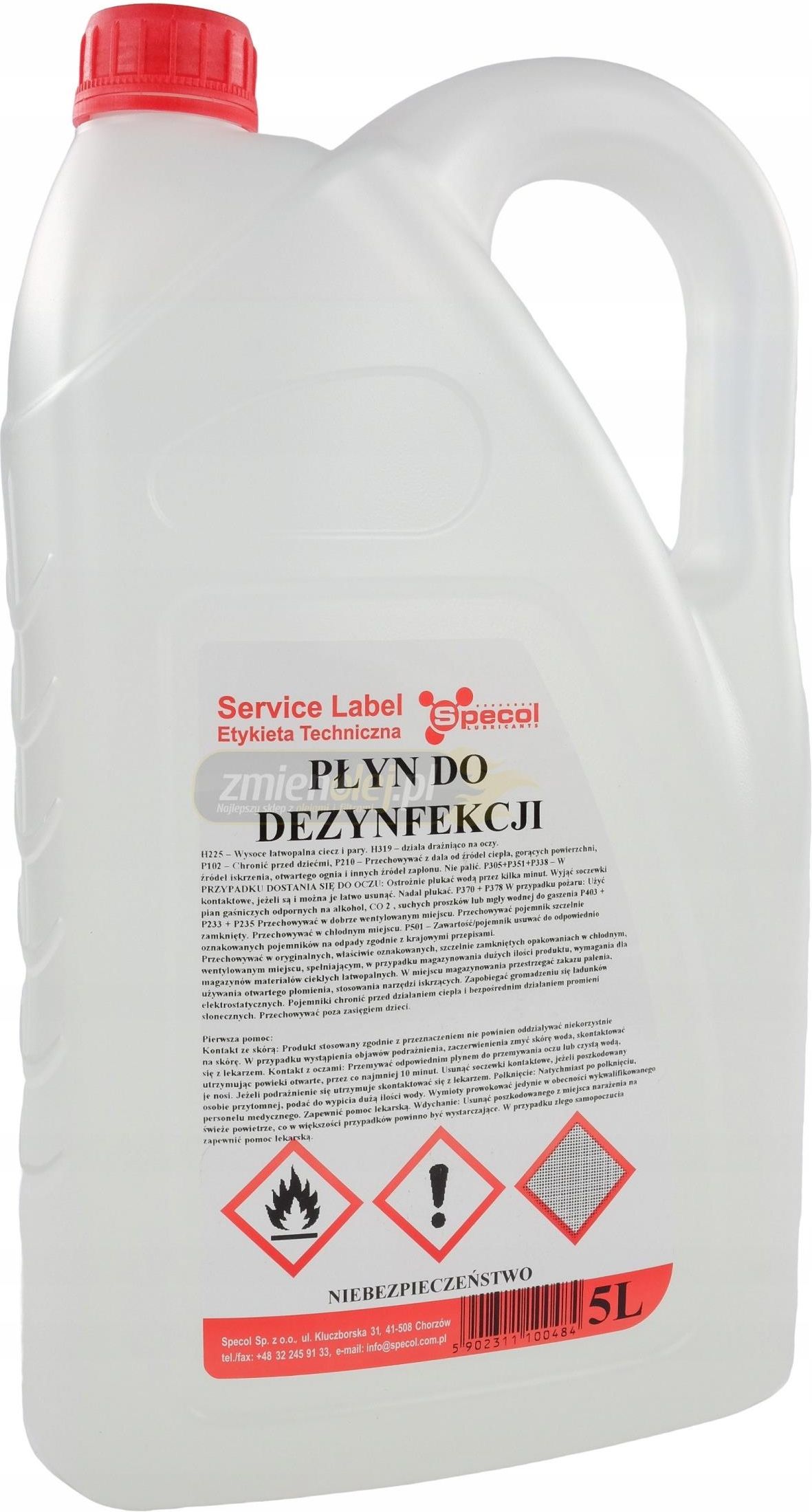 Zdjęcie Płyn dezynfekujący do rąk Specol 5L wirusobójczy - Myślenice