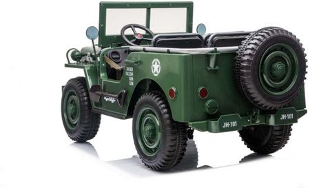 Joko Jeep Wojskowy Trzyosobowy Na Akumulator Pojazd Retro Wojskowy 4X4 Zielony - zdjęcie 2