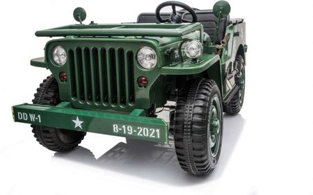 Joko Jeep Wojskowy Trzyosobowy Na Akumulator Pojazd Retro Wojskowy 4X4 Zielony - zdjęcie 3
