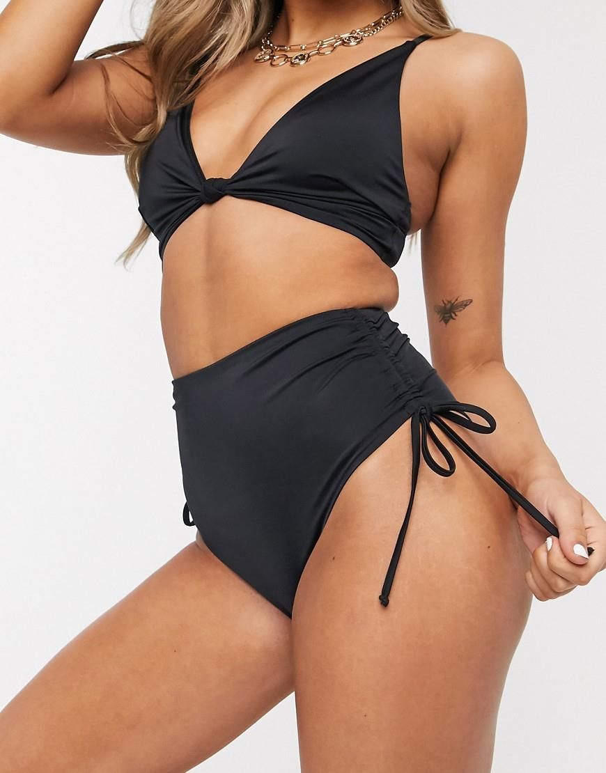 Asos Design Mix And Match Czarny Dół Od Bikini Z Wysokim Stanem I