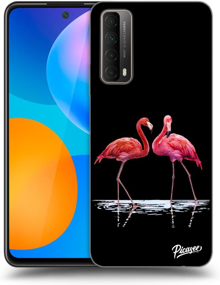 Picasee SILIKONOWE CZARNE ETUI NA HUAWEI P SMART 2021 FLAMINGOS COUPLE