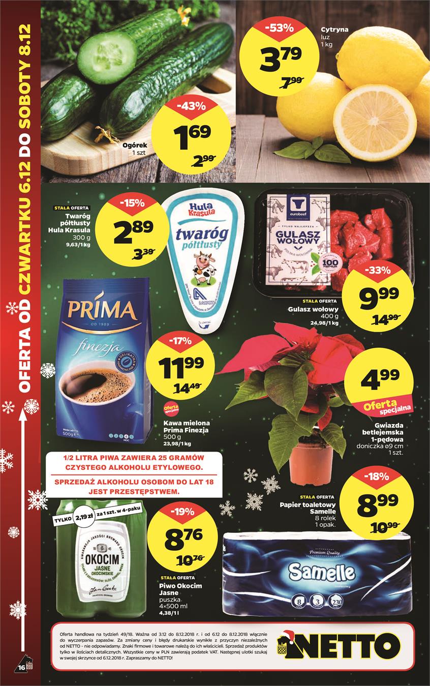 Gazetka Netto Sp. z o.o. nr 16 od 2018-12-03 do 2018-12-08
