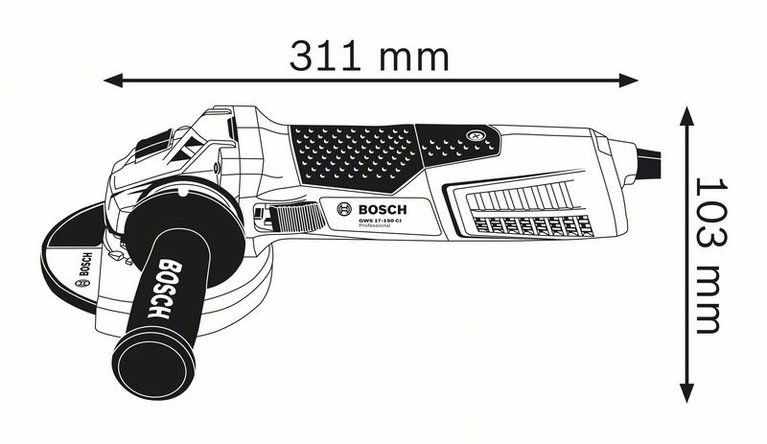 Bosch GWS 19-150 CI Professional wymiary