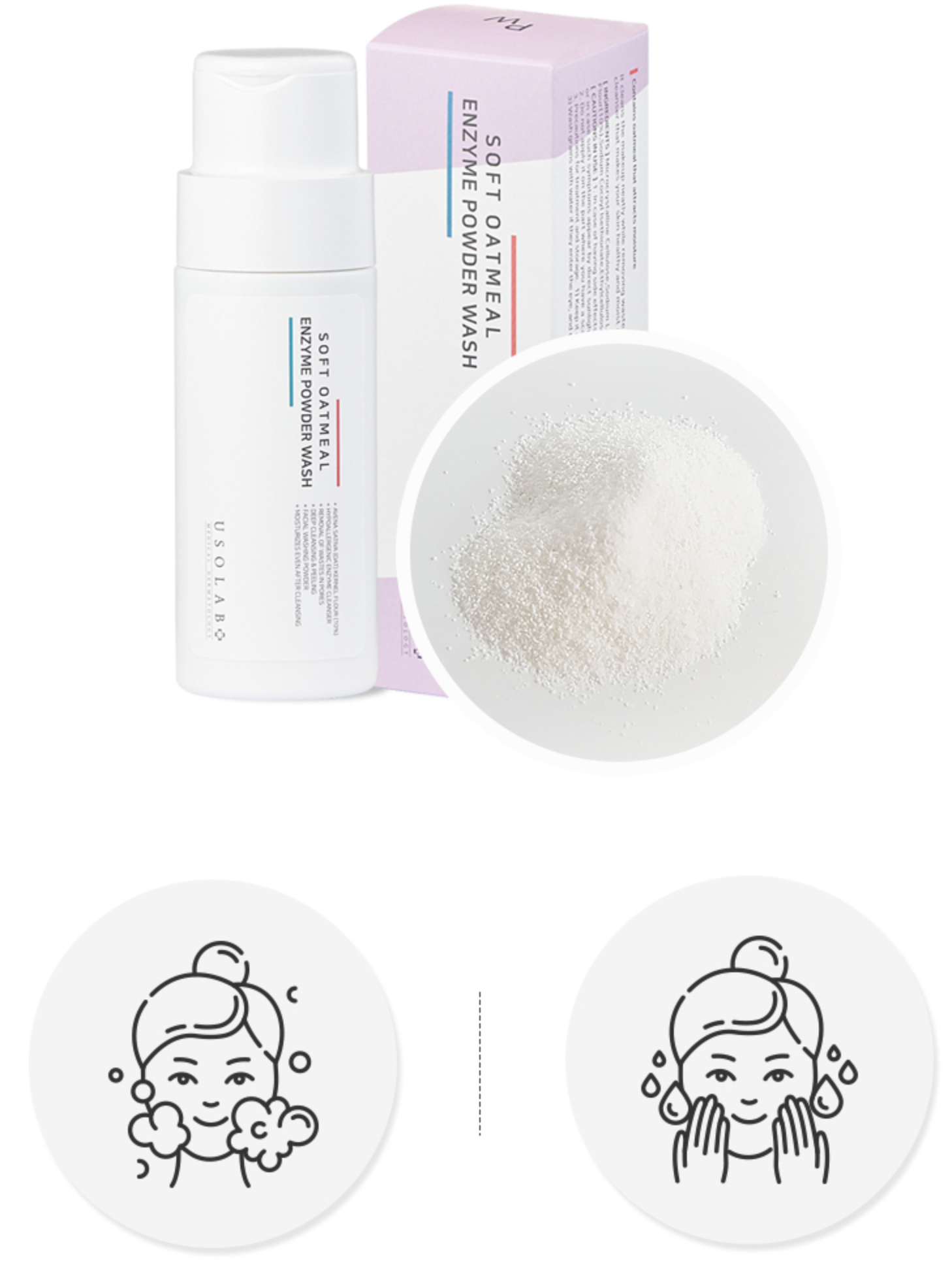 Delikatny peeling enzymatyczny w proszku USOLAB Soft Oatmeal Enzyme
