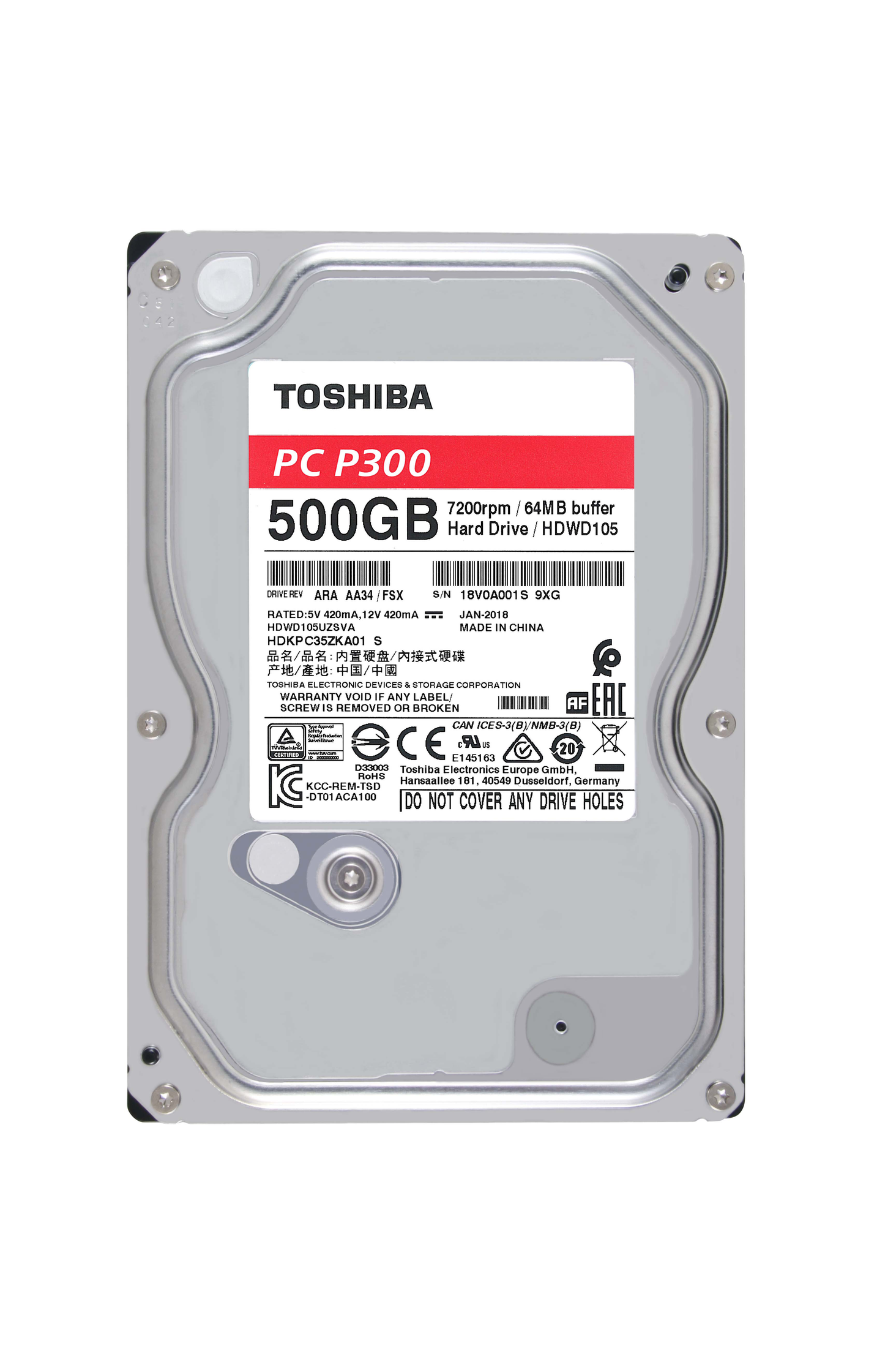 PCパーツ Toshiba P300 500GB Dysk twardy Toshiba P300 500GB HDWD105UZSVA - Opinie i ceny