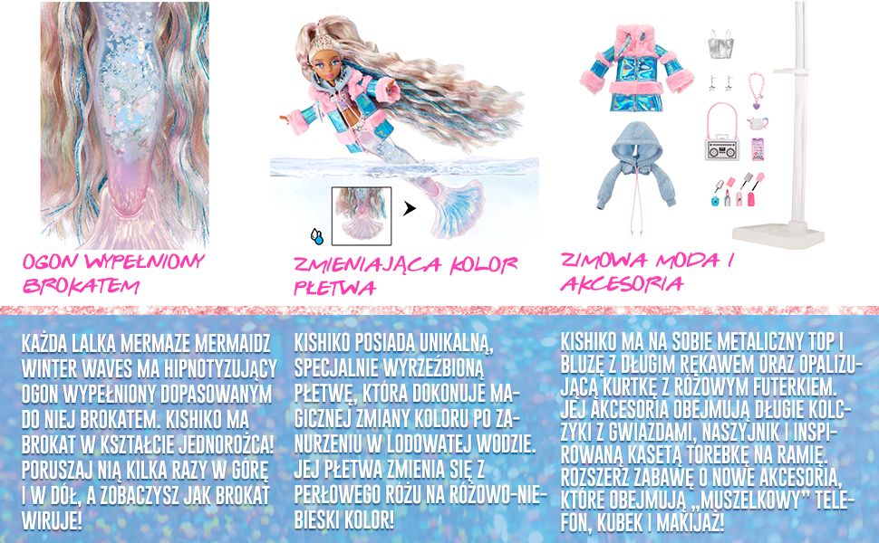Lalka MGA Mermaze Mermaidz Lalka syrenka Kishiko Winter