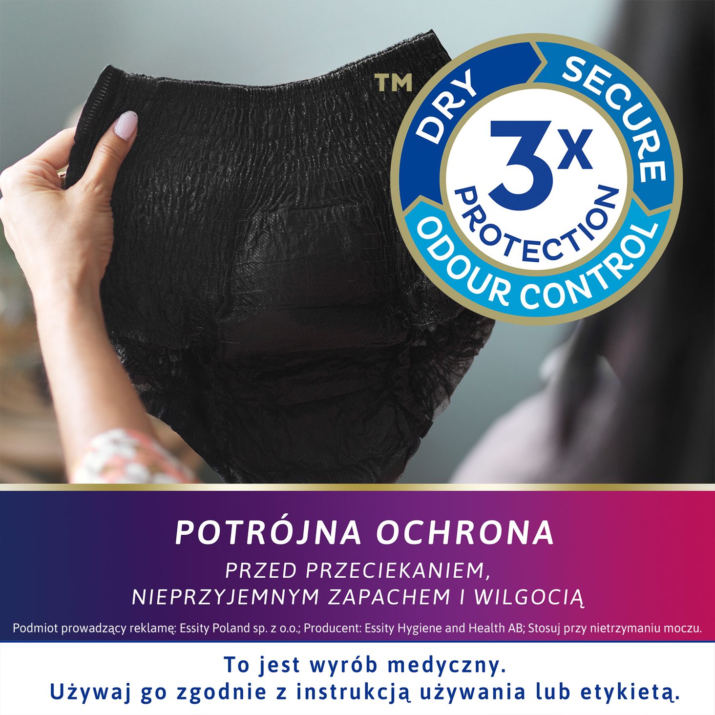 TENA Lady Pants Plus Noir L OTC Edition Bielizna Chłonna Dla