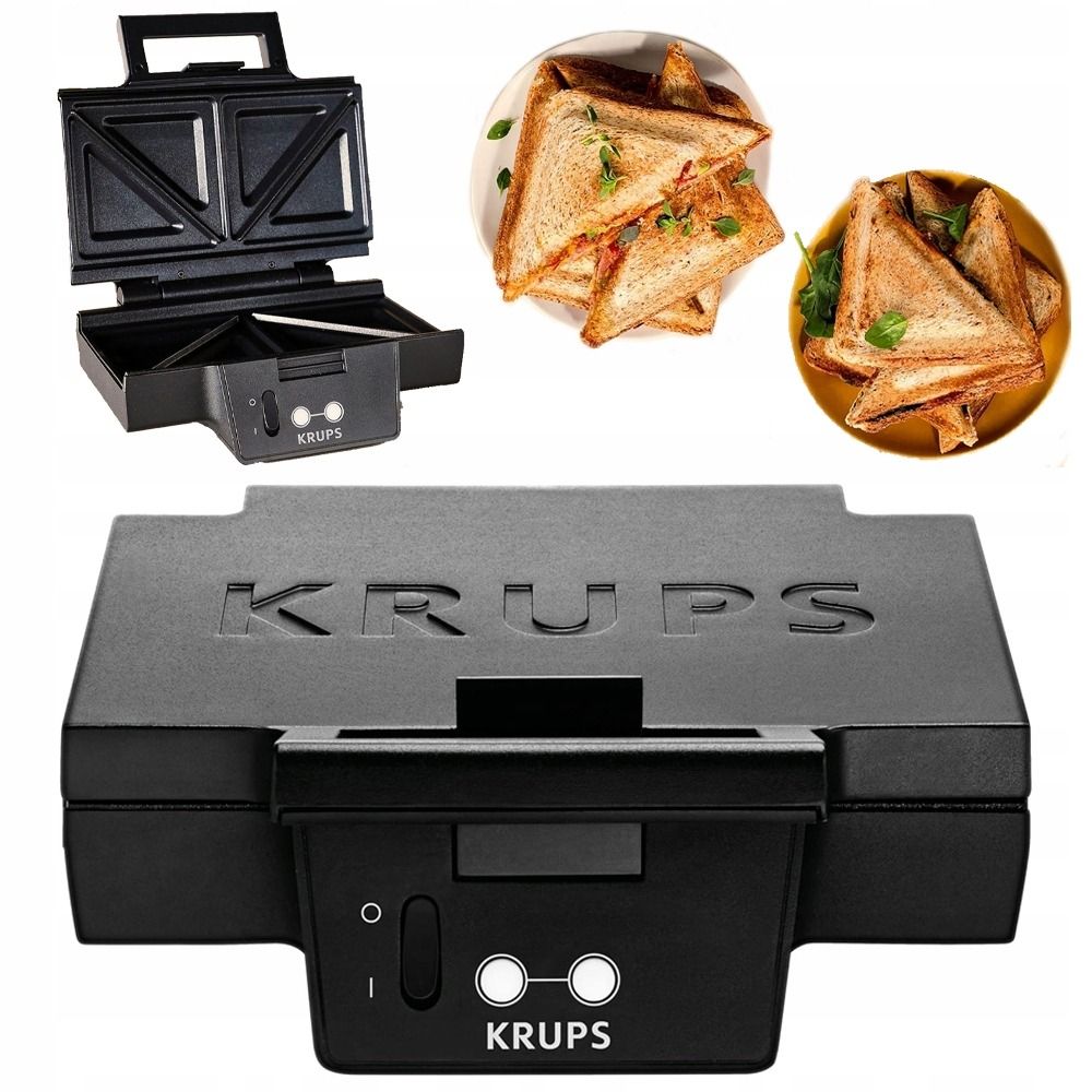 Krups Croque-Monsieur Iconique FDK461 - Plaques Céramique Antiadhésives, 850W - Pour Sandwichs épais Et Gourmands