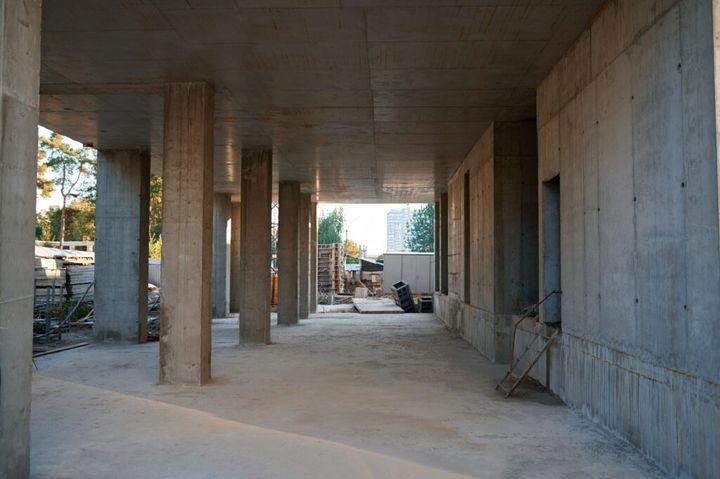 Construction site with view on concrete floor