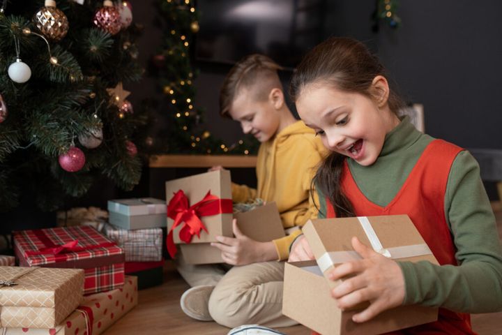 Kids Opening Gift Boxes