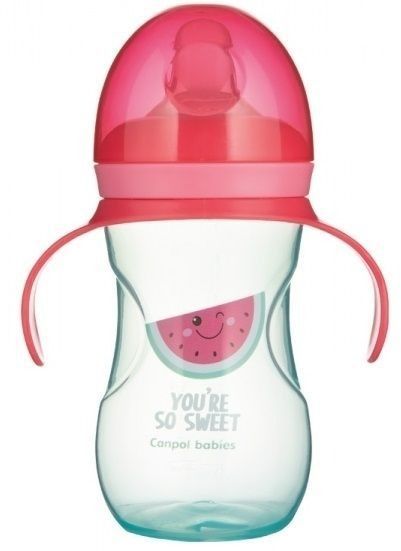 Canpol babies Non-spill Cup Soft Silicon Spout 230ml SEA LIFE pink