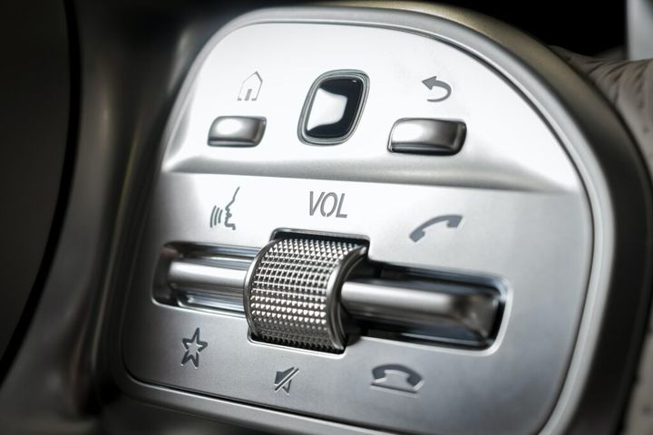 media control buttons, modern car interior details