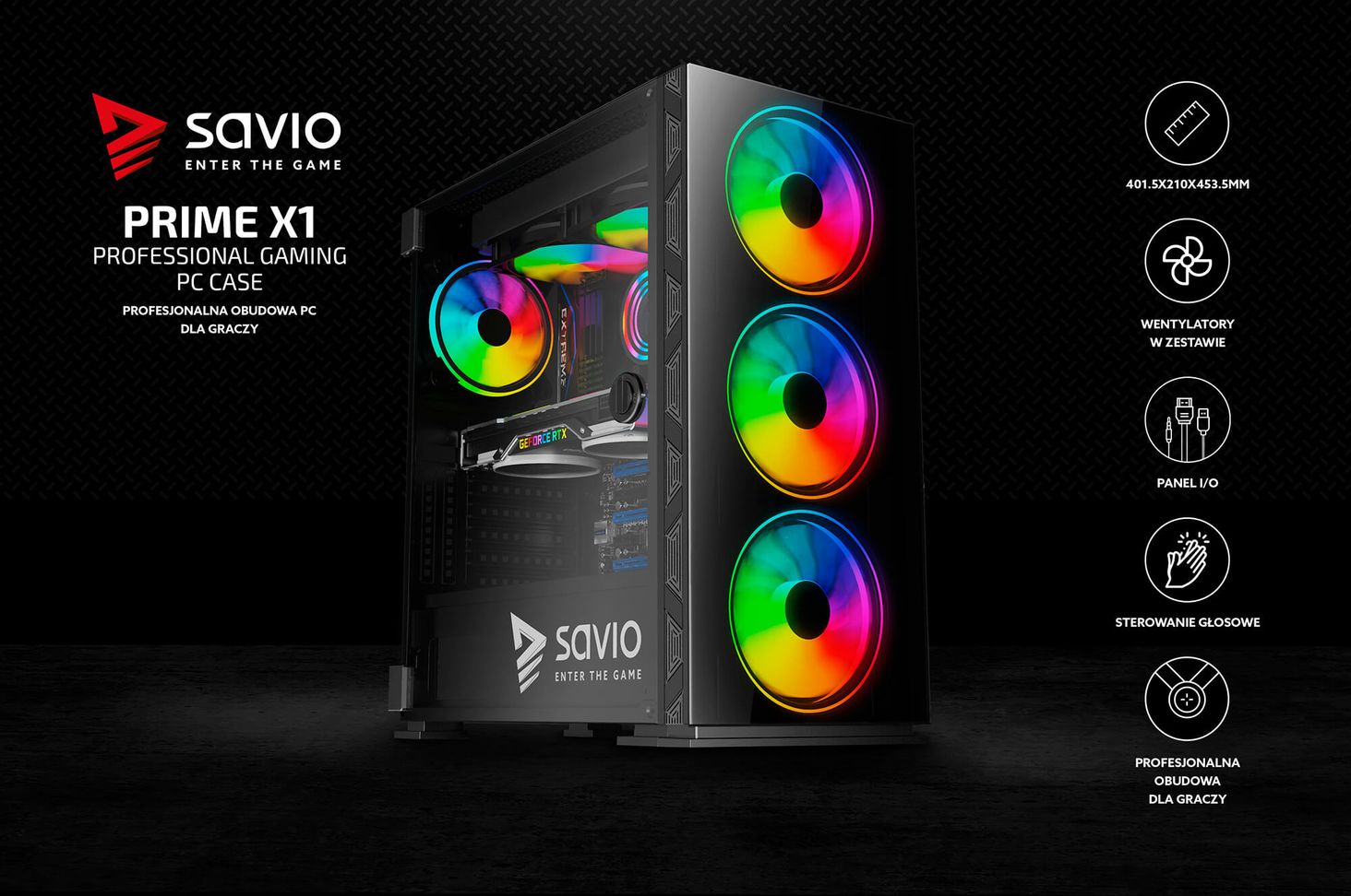 Savio Prime X1 ARGB Glass