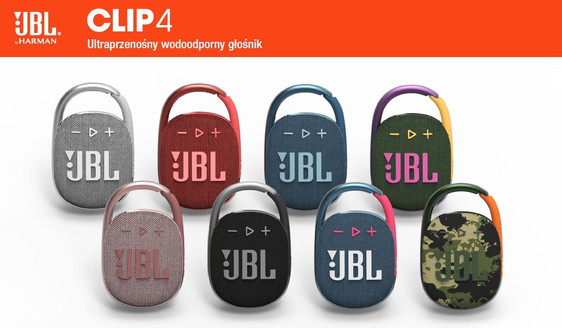 Głośnik Bluetooth® JBL Clip 4 5 W szary, pomarańczowy