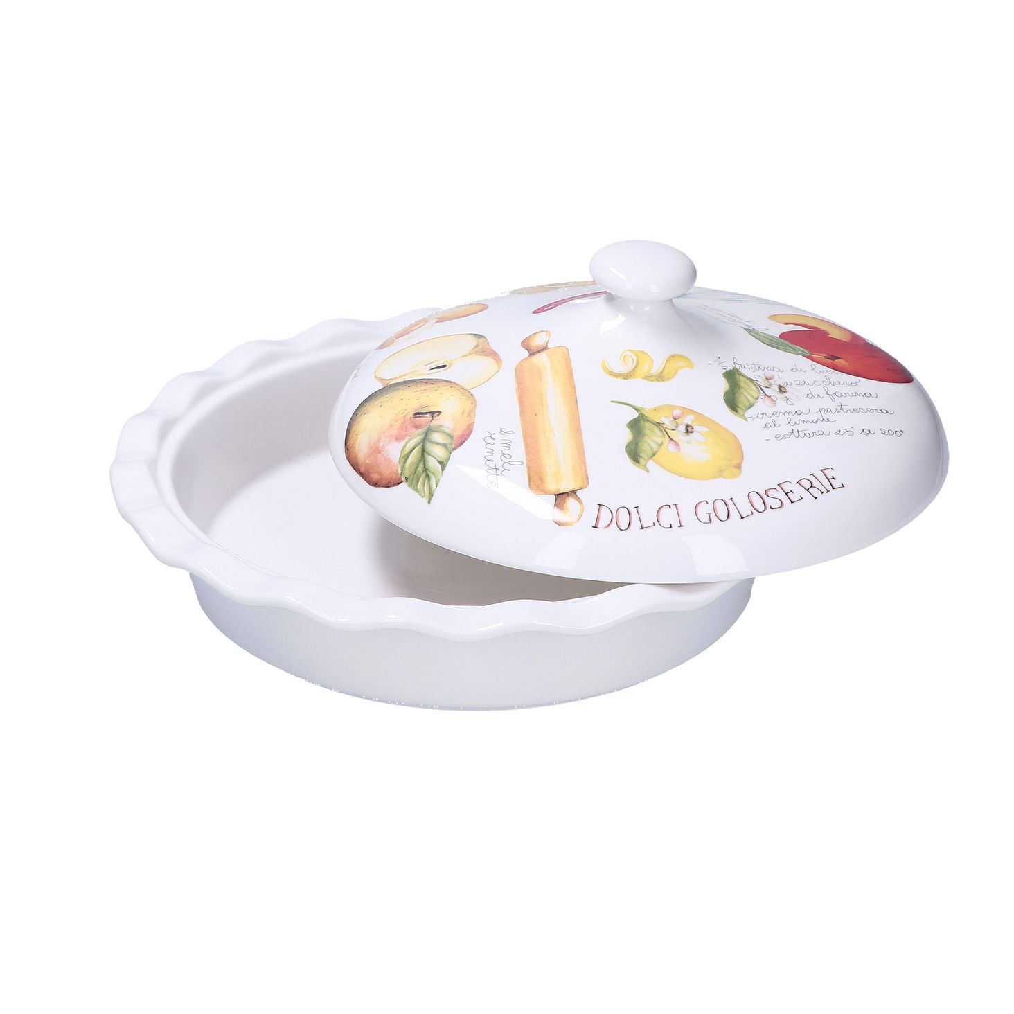 LA PORCELLANA WEIß Kuchenplatte Goloserie – 31 Cm Durchmesser, Aus Porzellan, Mit Exquisiten Illustrationen