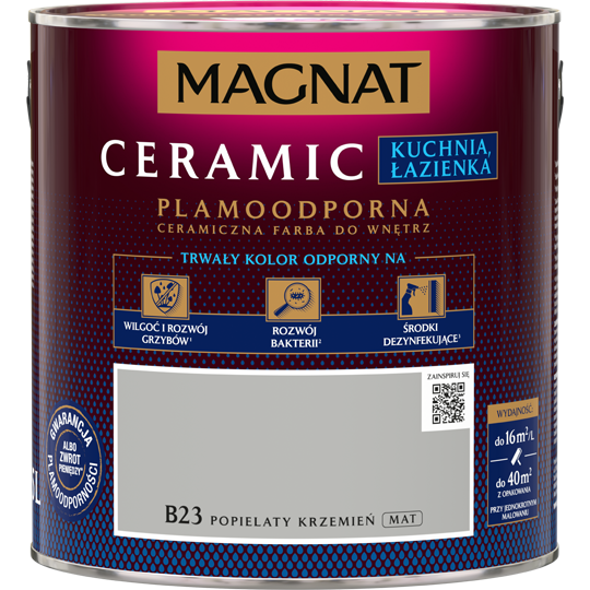 Farba Magnat Ceramic Kuchnia, Łazienka B23 popielaty krzemień 2,5L