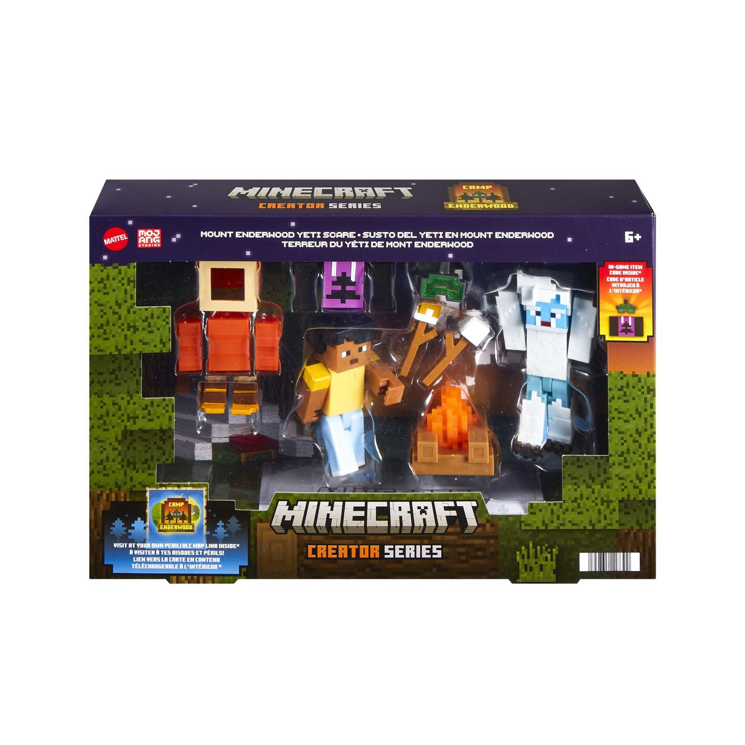 Minecraft - Set da 2 personaggi Steve Camp Enderwood e Mob, Serie