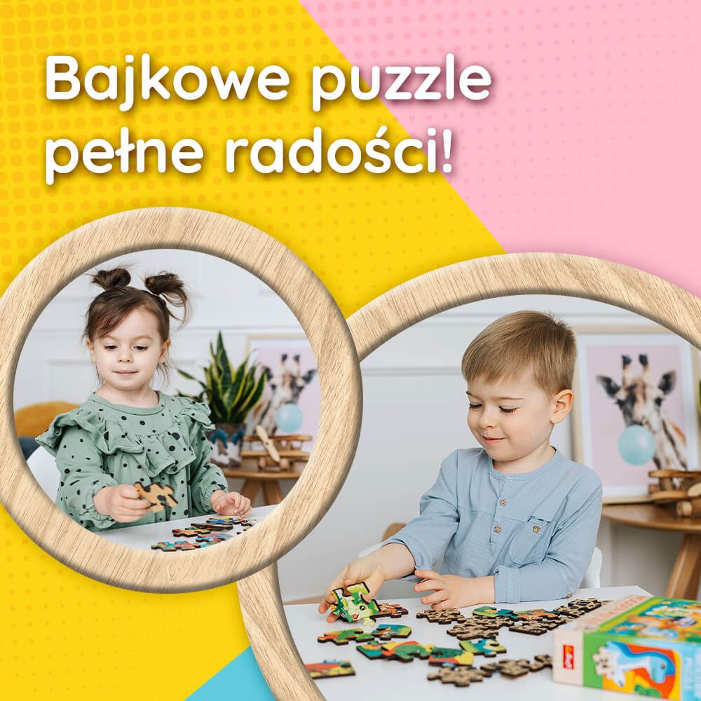 Drewniane układanki z bajkowymi przyjaciółmi