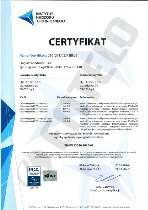 entelo certyfikat petit