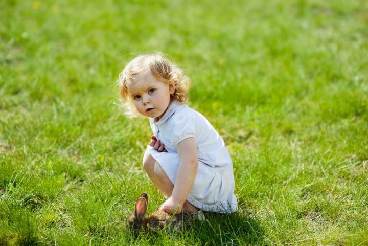 child with a rabbit