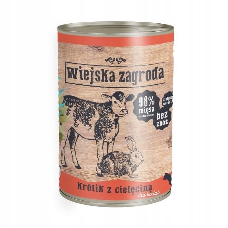 Wiejska Zagroda Karma Mokra Dla Kociąt Królik Z Cielęciną