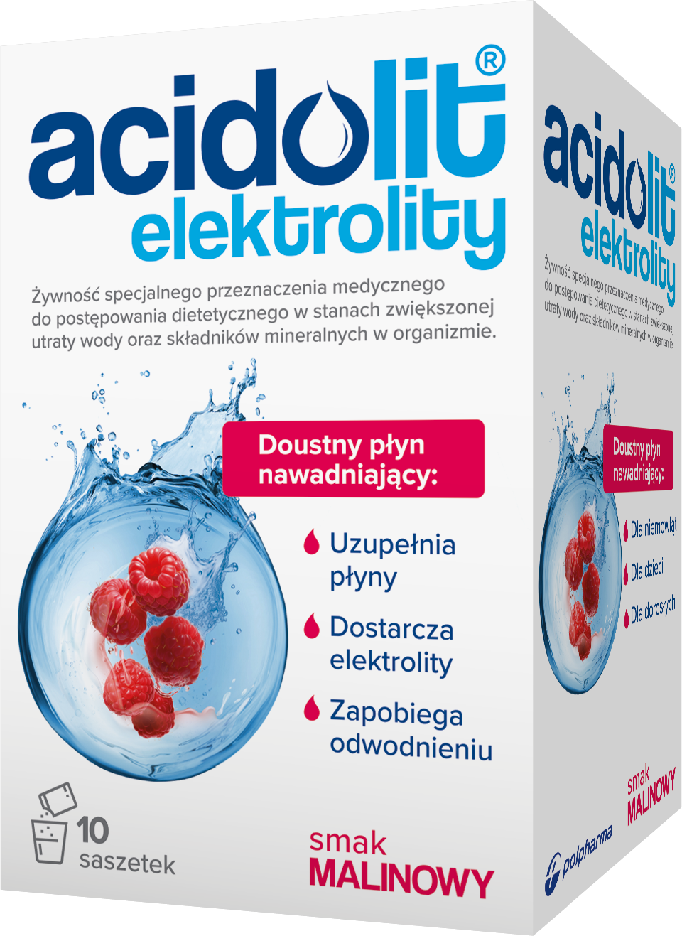 Acidolit smak malinowy 10 saszetek opakowanie