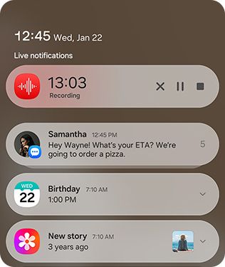 Samsung Galaxy S25+ - Powiadomienia na żywo