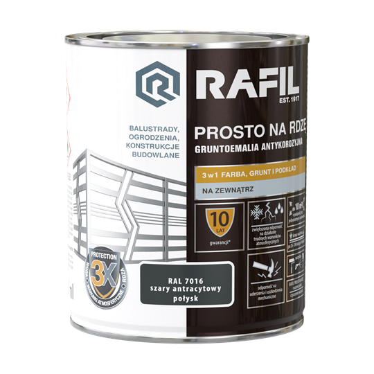 Rafil Prosto na Rdzę połysk RAL7016 szary antracytowy