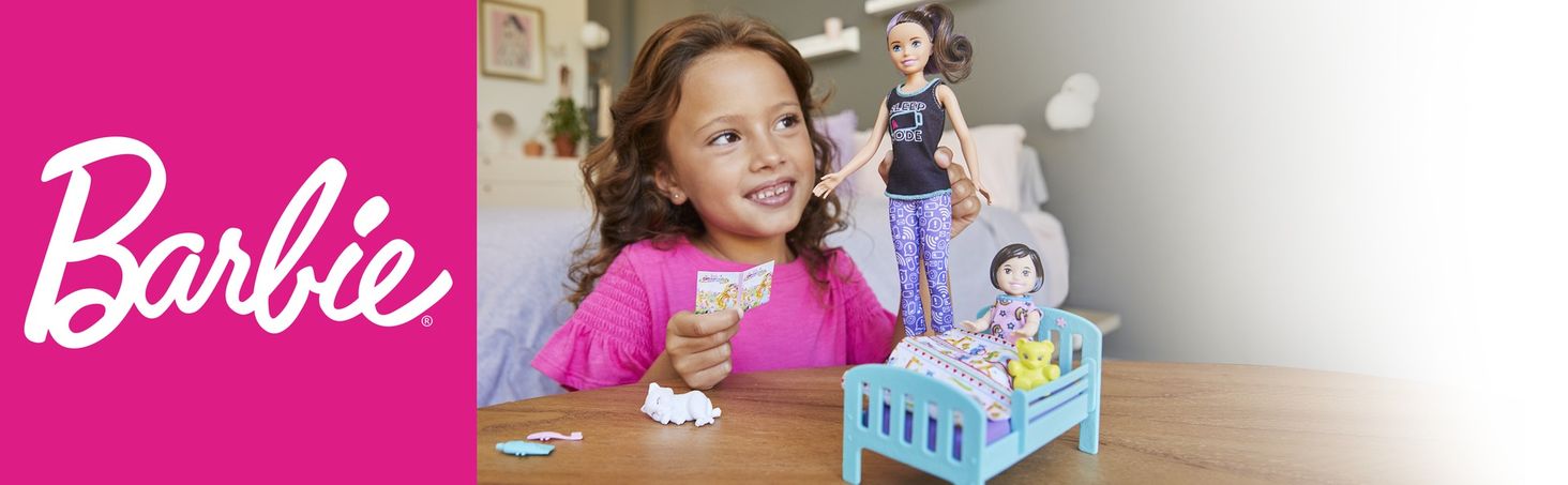 Lalka Barbie Opiekunka Zestaw + Lalki Czas Na Sen Ghv88