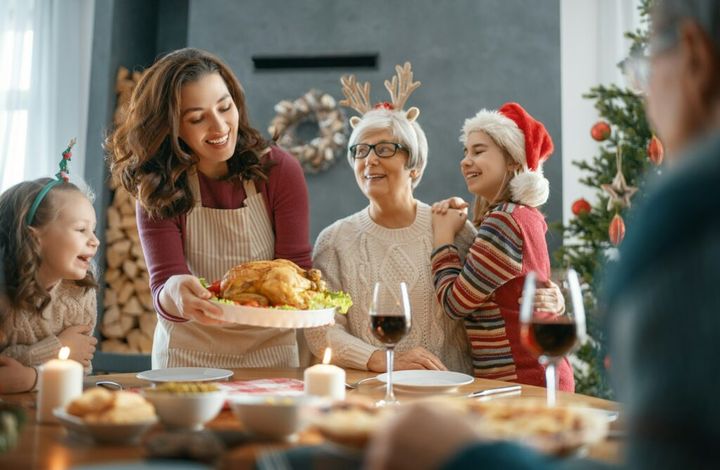 family celebrating Christmas