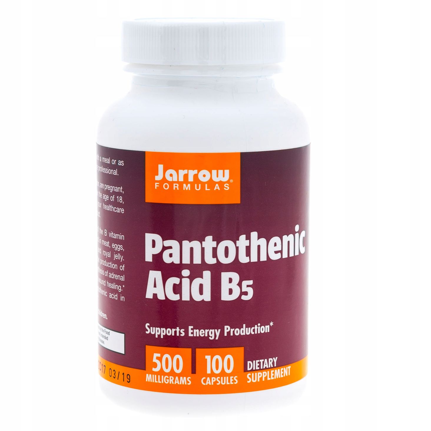 Jarrow Pantothenic Acid B5 Kwas Pantotenowy Witamina B5 100 Kaps ...