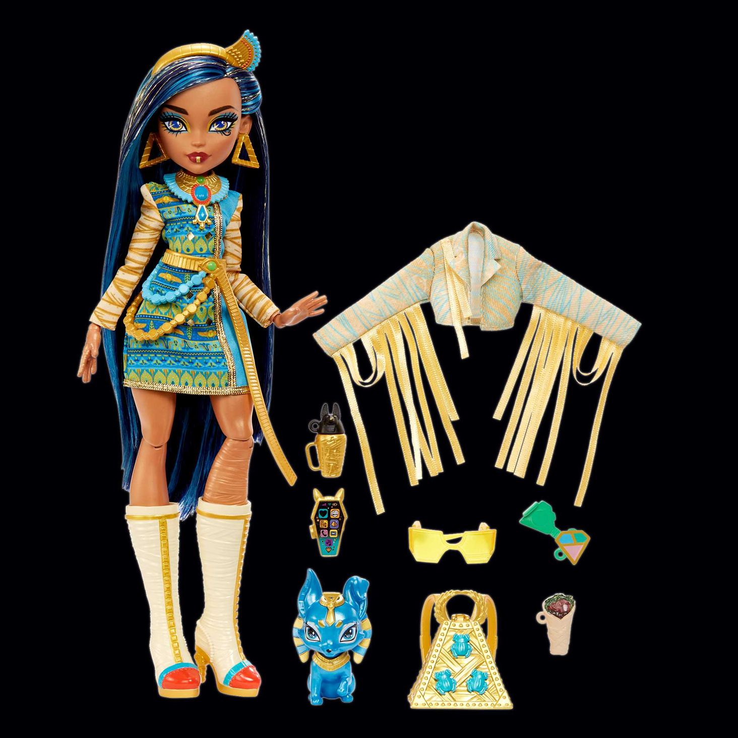 Boneca Mattel Monster High Cleo De Nile Moda Dourado HHK54