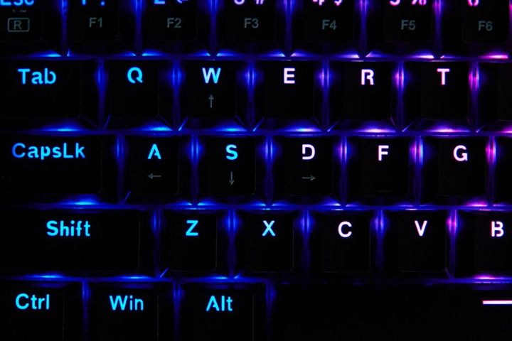 Gaming rgb keyboard on dark background