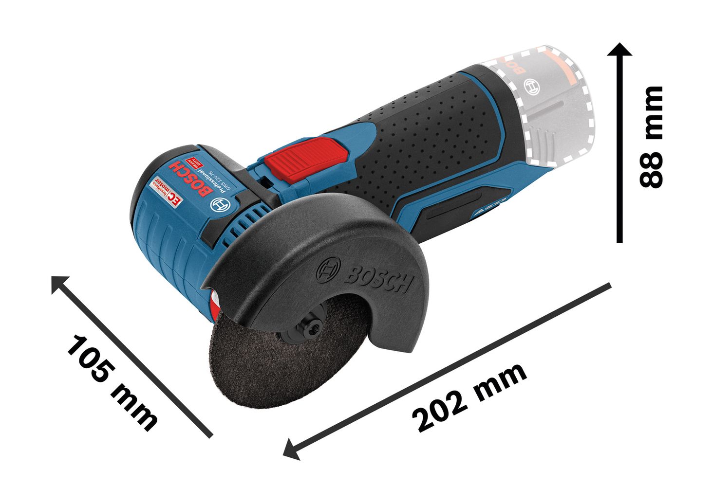 Bosch GWS 12V-76 Professional wymiary