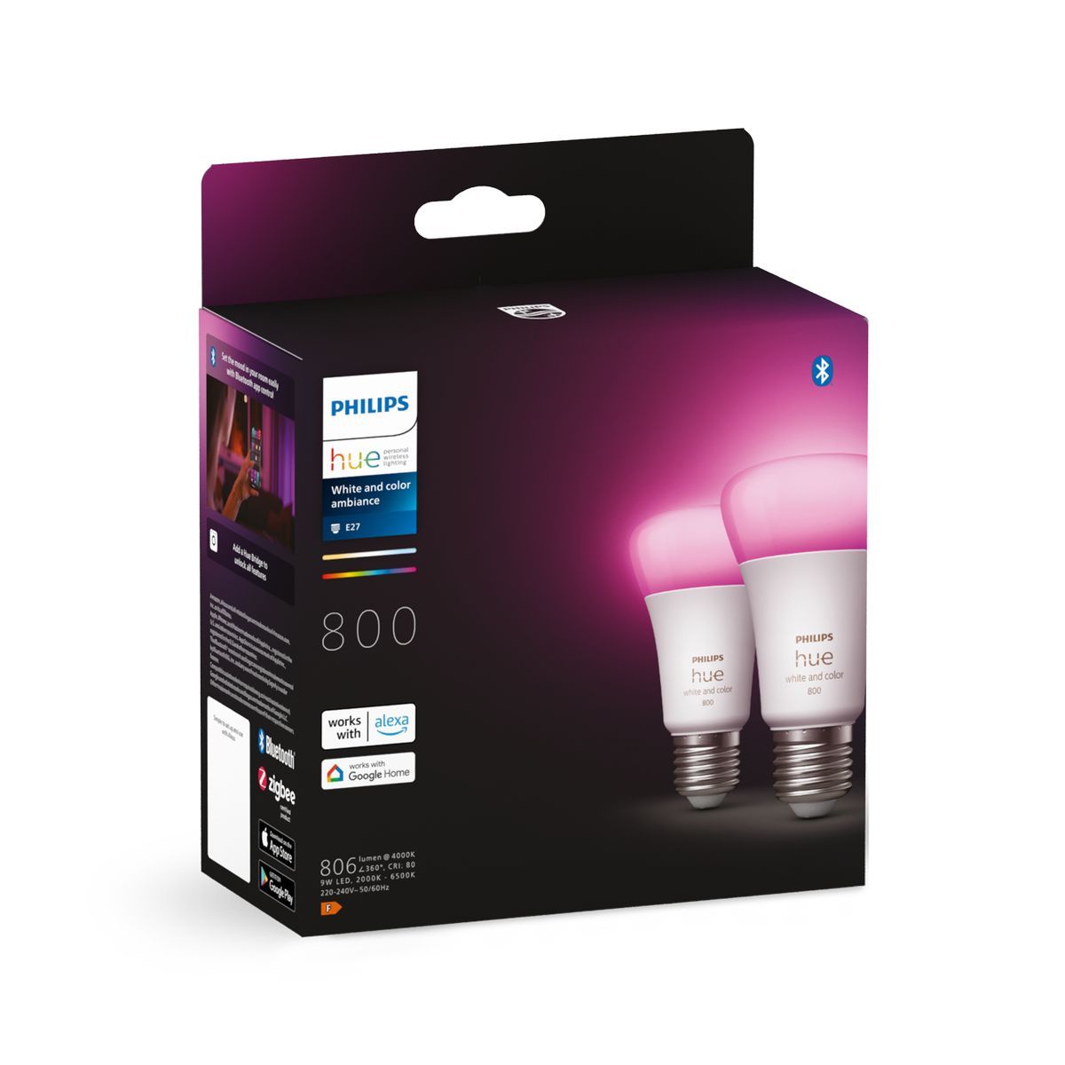 Philips Hue Gen 3 Smart Light E27 Color Ambiance 9W Bulb, Bluetooth &  Zigbee Compatible Hue Bridge Optional, Compatible with Alexa & Google  Assistant