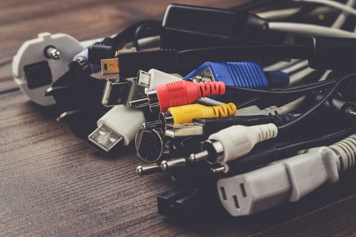 different cables on the table