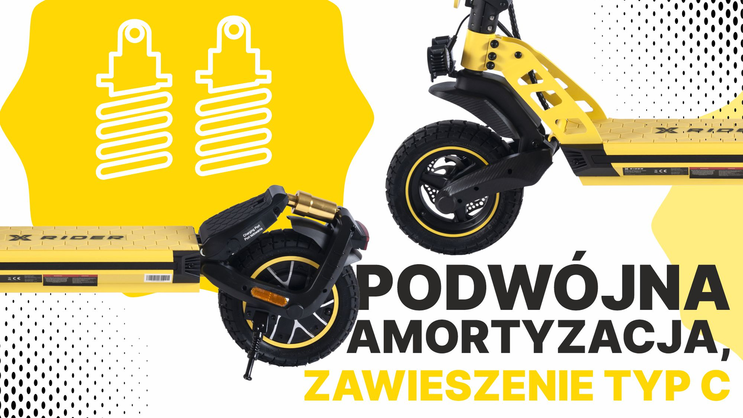 Manta XRIDER F10 Żółty - podwójna amortyzacja