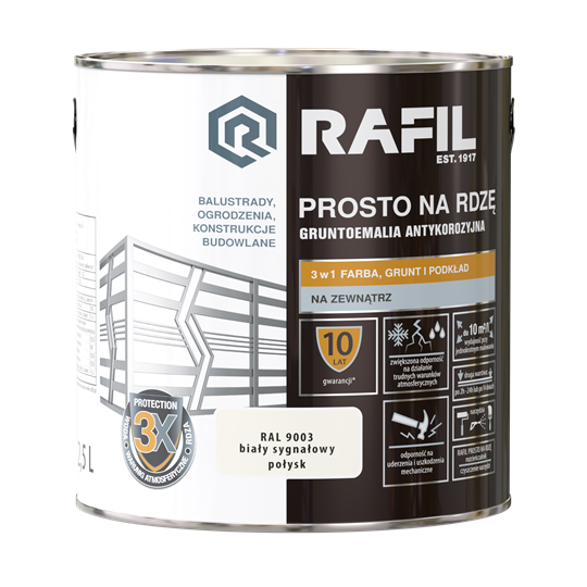 Rafil Prosto na Rdzę połysk RAL9003 biały sygnałowy 2,5L