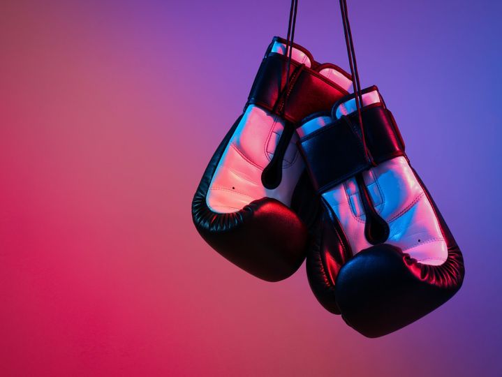 Concept of boxing and sport lifestyle with boxing gloves
