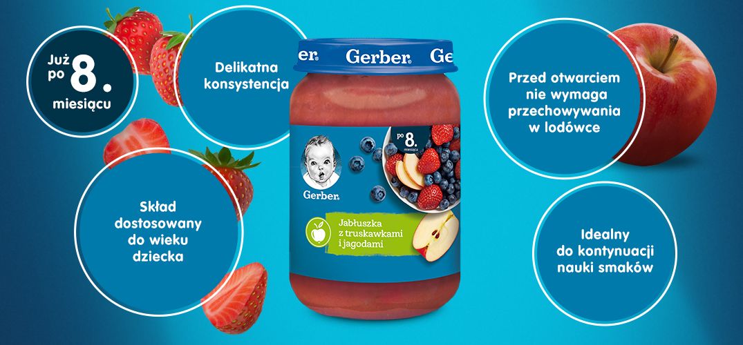 Gerber Jabłuszka z truskawkami i jagodami - 3