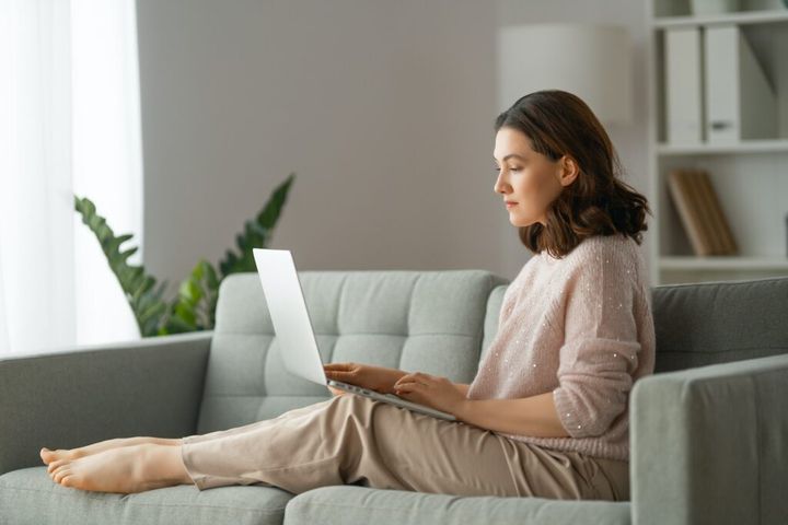 woman using laptop