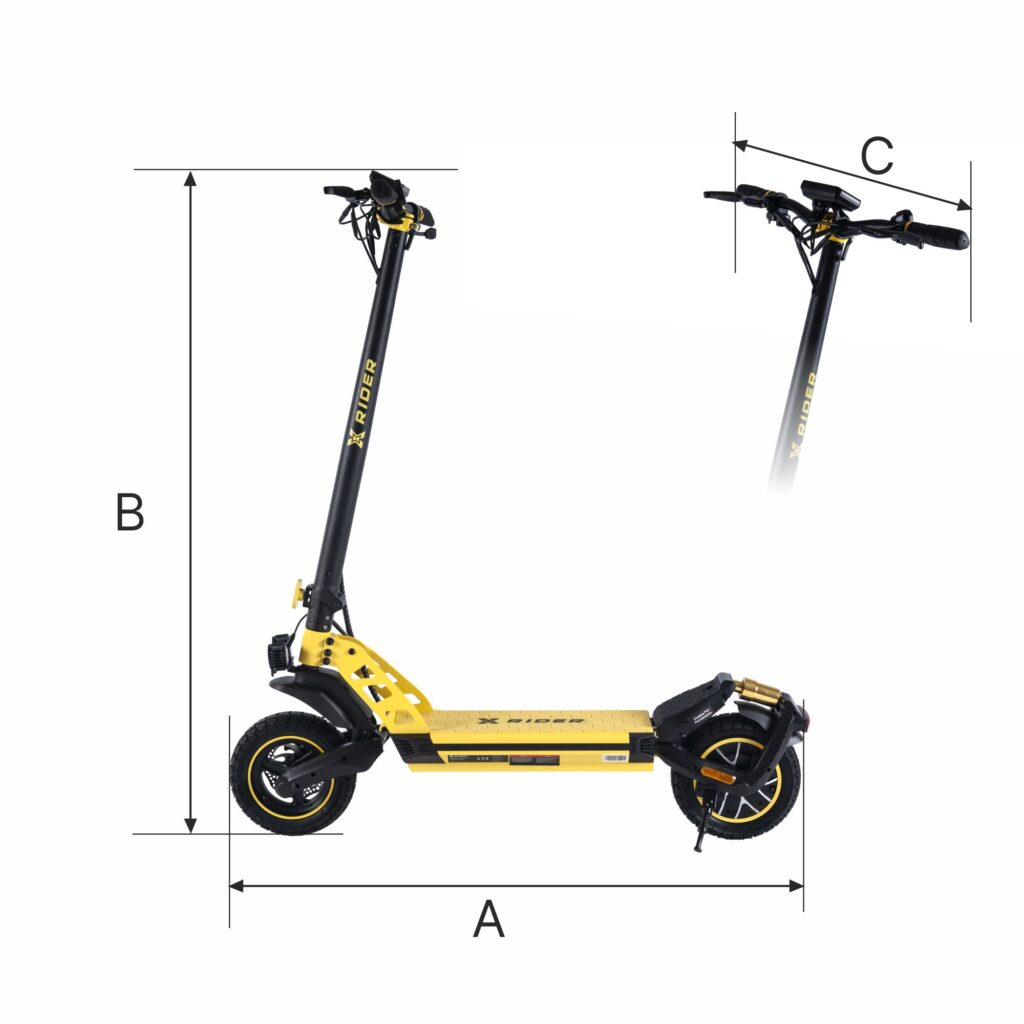 Manta XRIDER F10 Żółty - wymiary