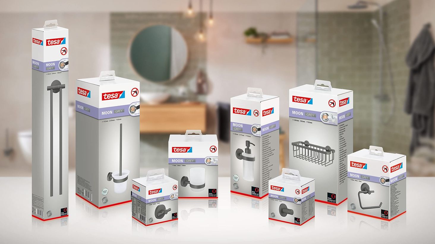 tesa® Uchwyt ze szklanką Moon Black rodzina produktów