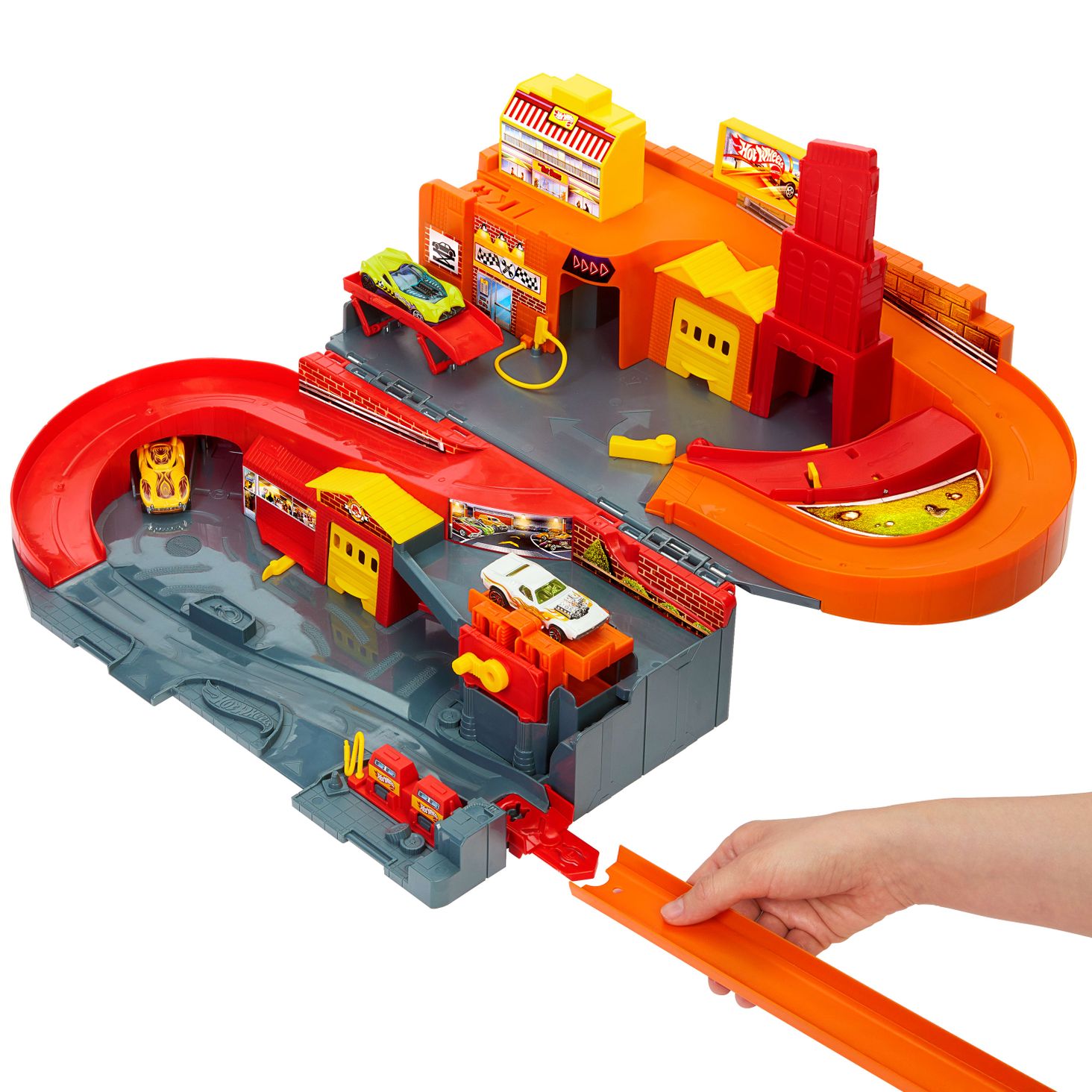 Hot Wheels Rajdowe miasto Przenośny zestaw, tor wyścigowy, 3