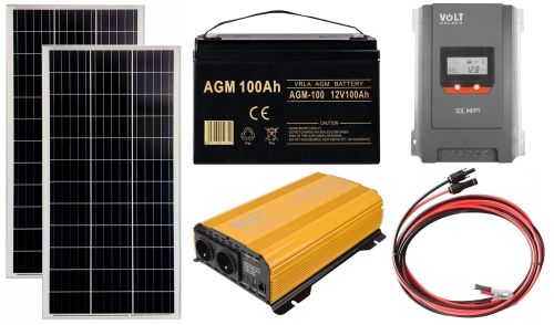 Pakiet solarny Off-gridowy zestaw solarny 1000W - Panele 140W, Regulator  solarny MPPT 30A, AGM 100AH, Przewody do połączenia, Przetwornica Sinus  1000W - Opinie i ceny na Ceneo.pl