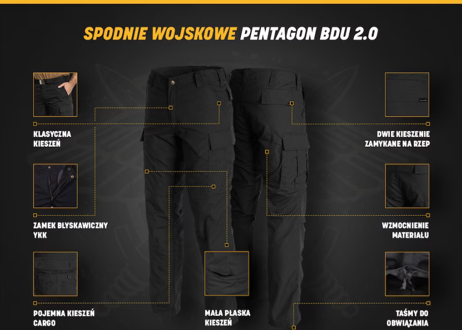 Spodnie wojskowe pentagon