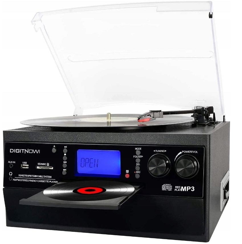 Digitnow M504 Record Player Cd, Aux, Radio, Cassette Record newest Player Turntable